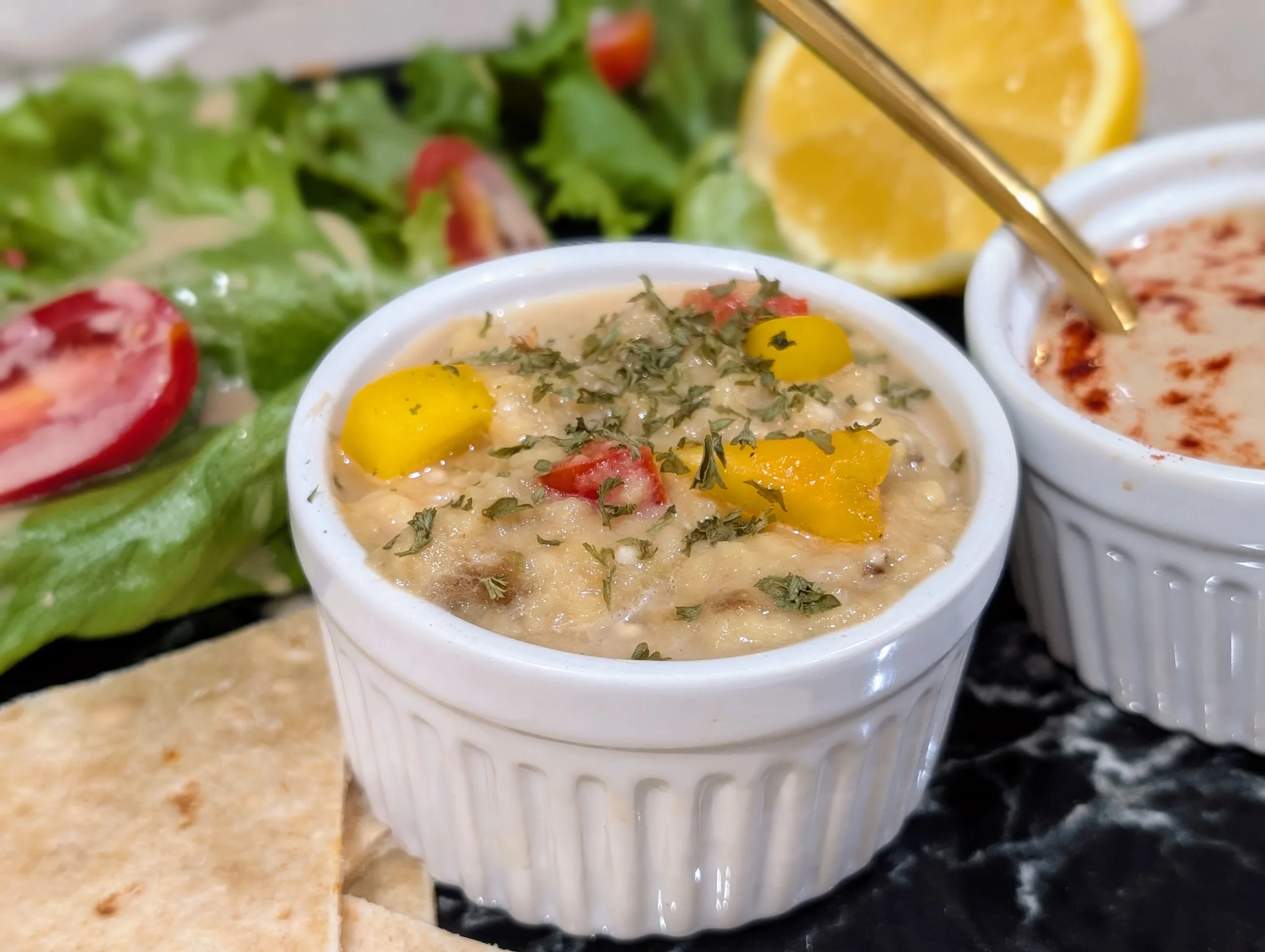 Oven-broiled smoky eggplant dip